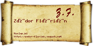 Zádor Flórián névjegykártya
